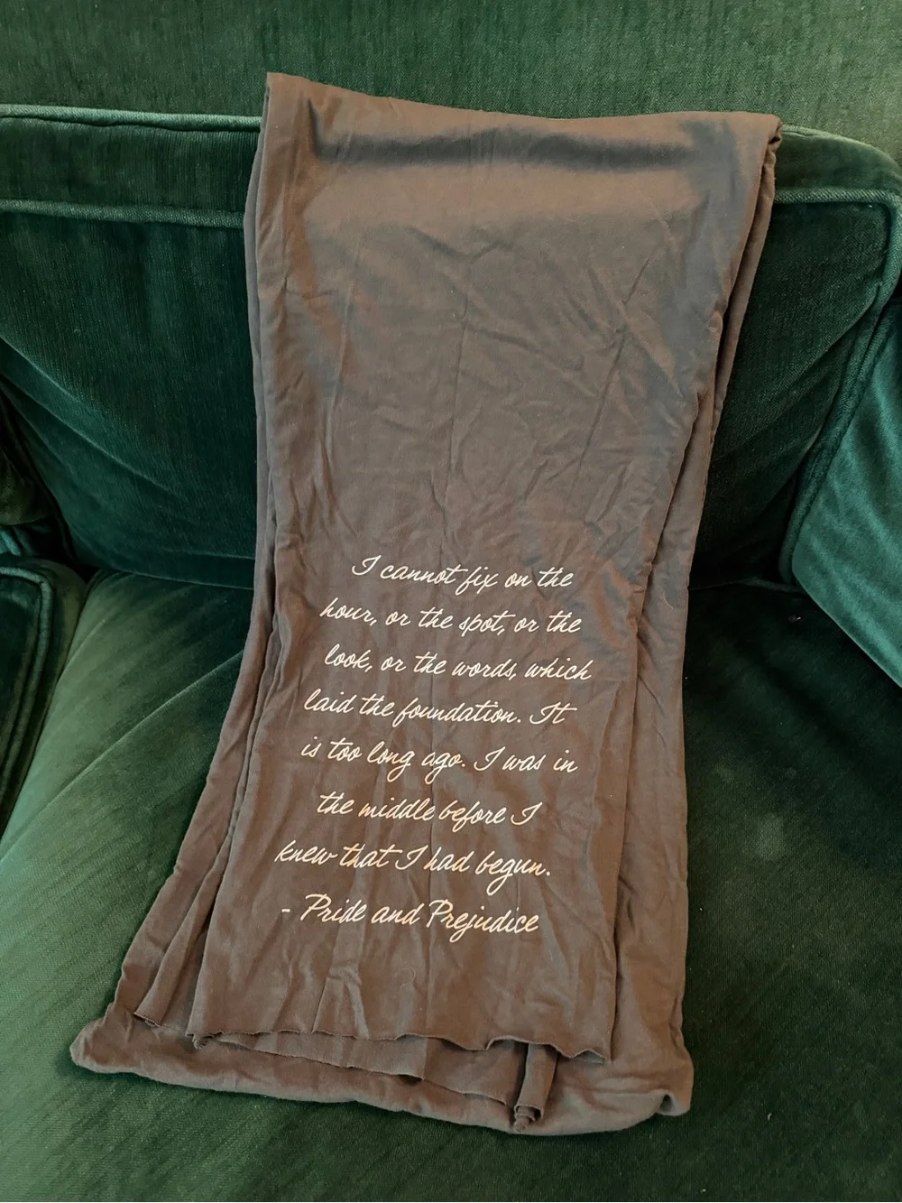 Gray Pride & Prejudice Quote Scarf